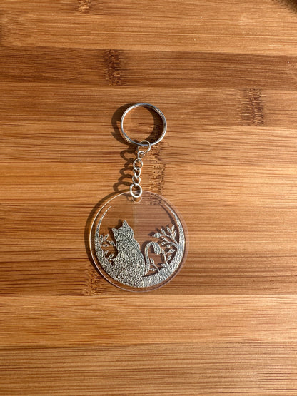 Porte clé chat sur la lune