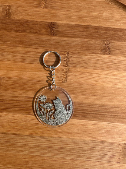 Porte clé chat sur la lune
