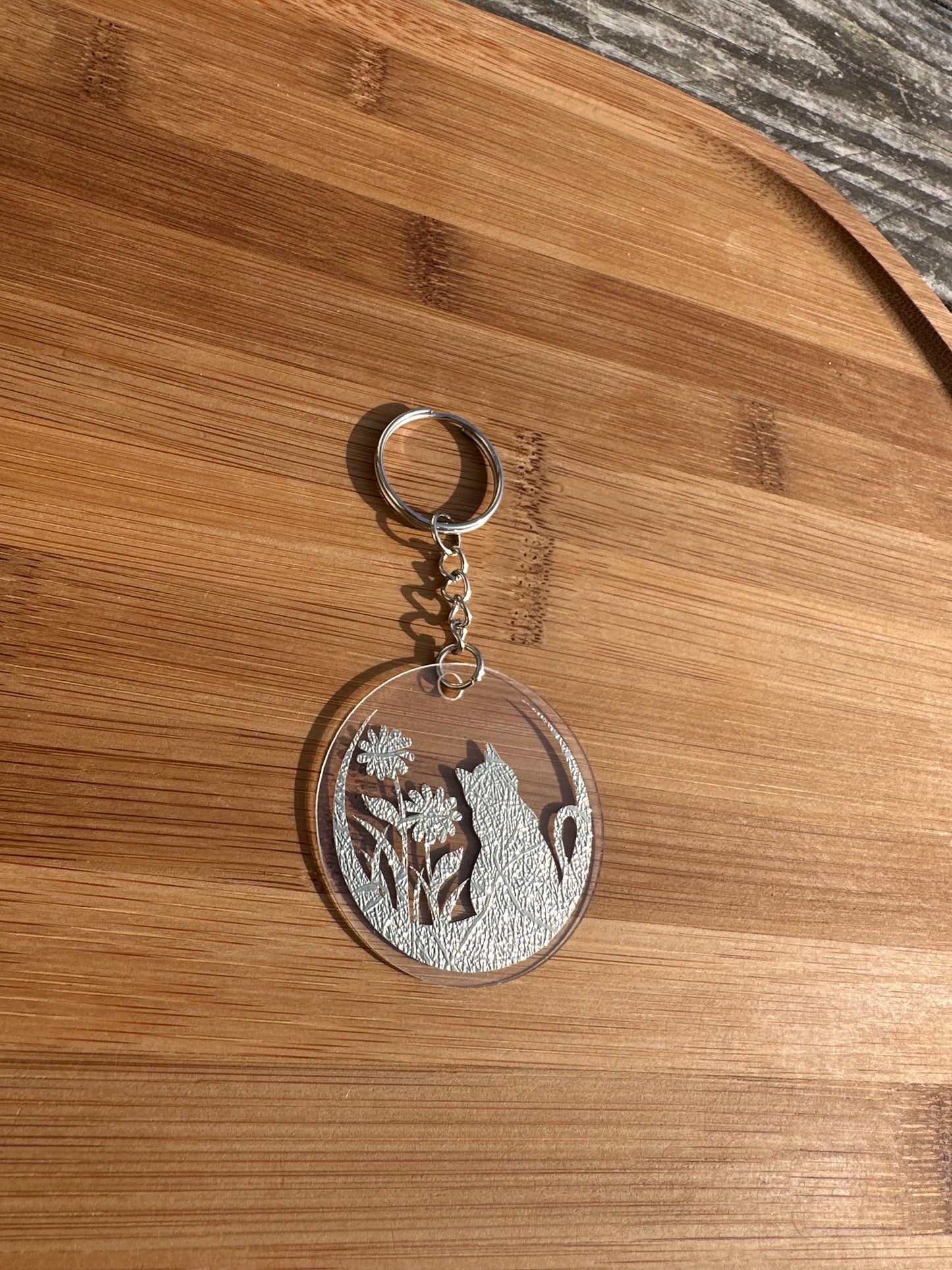 Porte clé chat sur la lune