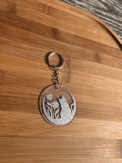 Porte clé chat sur la lune