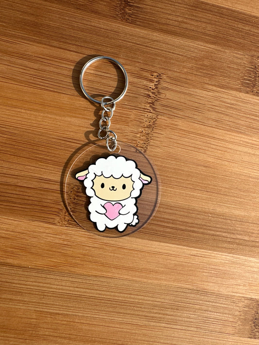 Porte clé mouton cœur